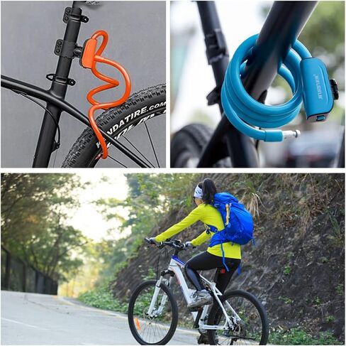 Bicycle Lock Heavy Duty Bike Cable Lock Portable Lock Coil Cable for Bike Electric Bike Strollers in Kuwait