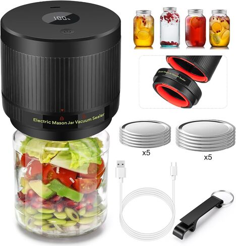 Electric Mason Jar Vacuum Sealer Kit for Wide Mouth Regular Mouth Mason Jars（Black+Red） in Saudi Arabia