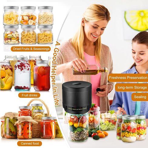 Electric Mason Jar Vacuum Sealer Kit for Wide Mouth Regular Mouth Mason Jars（Black+Red） in Saudi Arabia