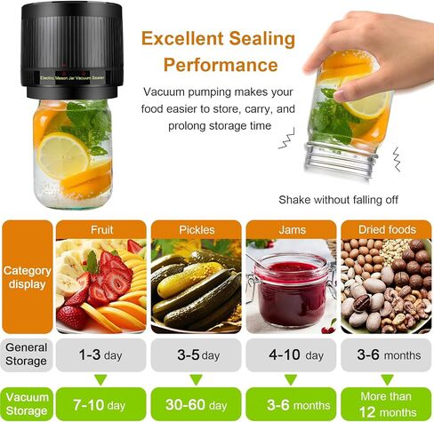 Electric Mason Jar Vacuum Sealer Kit for Wide Mouth Regular Mouth Mason Jars（Black+Red） in Saudi Arabia