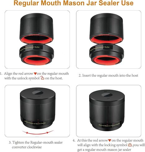 Electric Mason Jar Vacuum Sealer Kit for Wide Mouth Regular Mouth Mason Jars（Black+Red） in Saudi Arabia