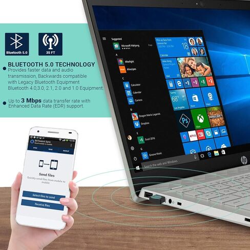 محول Bluetooth 5.0 USB، منتج Lovin USB Bluetooth 5.0 محول Micro EDR لاسلكي يدعم Windows 10،8.1/8،7،Vista،XP،32/64Bit لسطح المكتب، الكمبيوتر المحمول، سماعة الرأس، سماعة الرأس، لوحة المفاتيح، الماوس in Saudi Arabia
