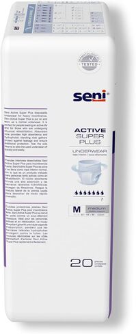 ملابس داخلية Seni Active Super Plus للاستعمال مرة واحدة مع درزات قابلة للتمزيق، مقاس كبير، S-LA18-AP1، ثقيل، 18 قيراط in Kuwait