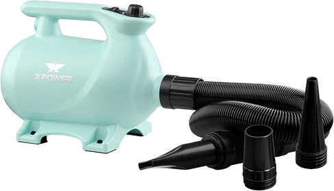 XPOWER B-123 Pet Dryer - Adjustable Speed and Temperature Control Dog Blow Dryer, Pet Hair Dryer with 3 Nozzle (Mint Green) in Kuwait