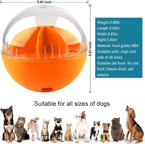 Dog Treat Ball, Adjustable Dispensing Interactive Toys, Squeaky Puppy Puzzle Toy for Boredom Slow Feeder (Blue) in Saudi Arabia