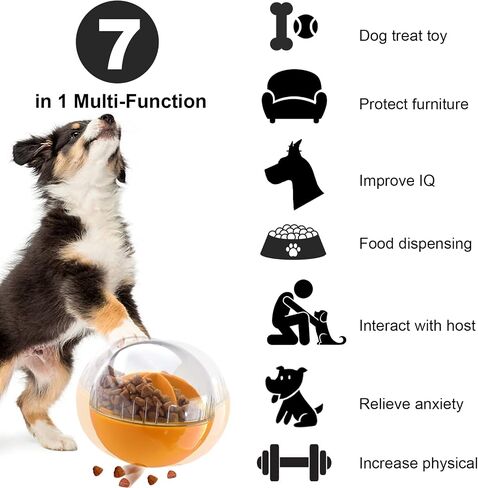 Dog Treat Ball, Adjustable Dispensing Interactive Toys, Squeaky Puppy Puzzle Toy for Boredom Slow Feeder (Blue) in Saudi Arabia