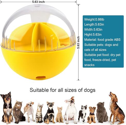 Dog Treat Ball, Adjustable Dispensing Interactive Toys, Squeaky Puppy Puzzle Toy for Boredom Slow Feeder (Blue) in Kuwait