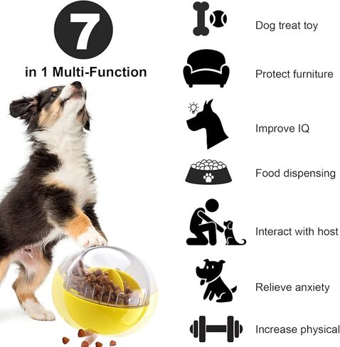 Dog Treat Ball, Adjustable Dispensing Interactive Toys, Squeaky Puppy Puzzle Toy for Boredom Slow Feeder (Blue) in Kuwait