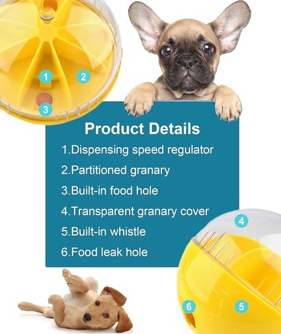 Dog Treat Ball, Adjustable Dispensing Interactive Toys, Squeaky Puppy Puzzle Toy for Boredom Slow Feeder (Blue) in Kuwait