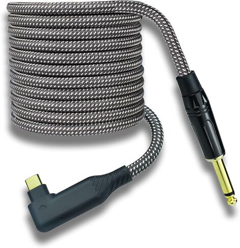 Guitar to USB C Cable Adapter, 10feet 6.35mm Quarter Inch 1/4 to USBC Type-C Guitar Bass Cord for Mac pad Android Phone Recording, Nylon Braid Heavy Duty, OFC Shield Noise Free in Saudi Arabia
