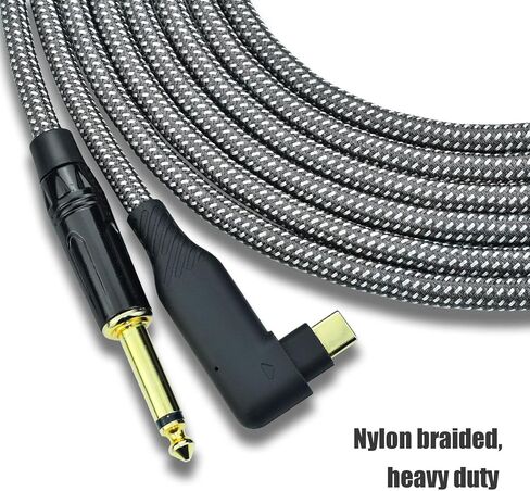 Guitar to USB C Cable Adapter, 10feet 6.35mm Quarter Inch 1/4 to USBC Type-C Guitar Bass Cord for Mac pad Android Phone Recording, Nylon Braid Heavy Duty, OFC Shield Noise Free in Saudi Arabia