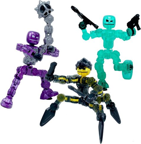 Zing Klikbot Galaxy Pack, Set of 3 Poseable Action Figures with Weapons, Includes 1 Hero (Ice), 1 Villain (Maze) and 1 Guardian (Scorpion), Stop Motion Animation Figure, Great for Kids Ages 6 and Up in Saudi Arabia