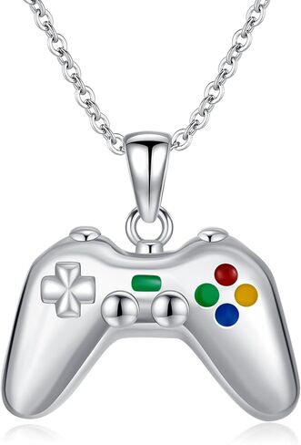 Game Controller Necklace 925 Sterling Silver Colorful Game Controller Pendant for Son Grandson Couple Friendship Necklace for Boys BFF Jewelry in Saudi Arabia