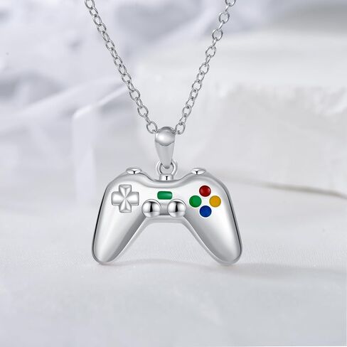 Game Controller Necklace 925 Sterling Silver Colorful Game Controller Pendant for Son Grandson Couple Friendship Necklace for Boys BFF Jewelry in Saudi Arabia