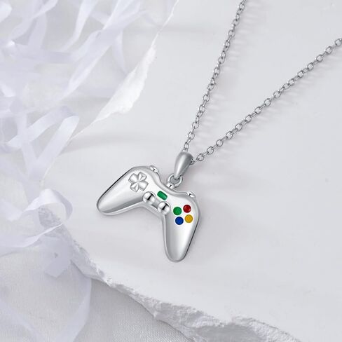 Game Controller Necklace 925 Sterling Silver Colorful Game Controller Pendant for Son Grandson Couple Friendship Necklace for Boys BFF Jewelry in Saudi Arabia