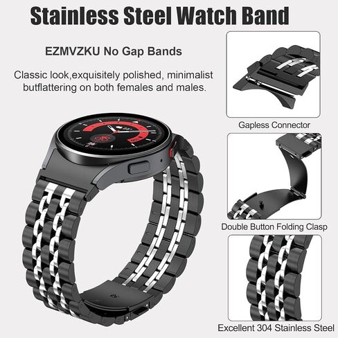 EZMVZKU Galaxy Watch 6 سوار معدني من الفولاذ المقاوم للصدأ، حزام بدون فجوة لساعة سامسونج جالاكسي 6 5 4 Classic 40 42 43 44 45 46 47 ملم in Kuwait