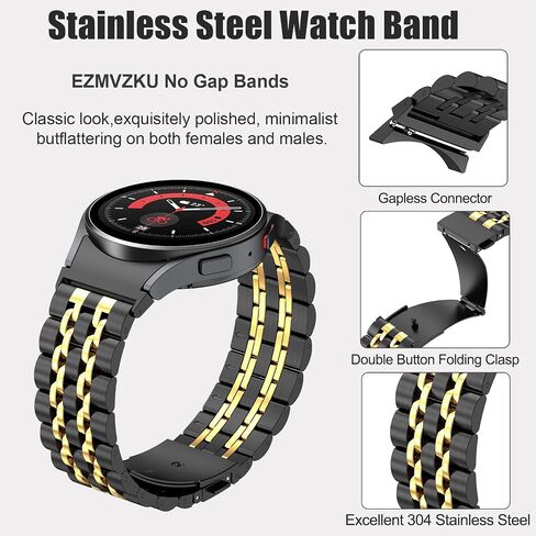 EZMVZKU Galaxy Watch 6 سوار معدني من الفولاذ المقاوم للصدأ، حزام بدون فجوة لساعة سامسونج جالاكسي 6 5 4 Classic 40 42 43 44 45 46 47 ملم in Kuwait