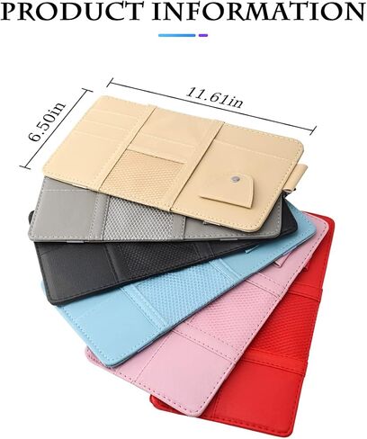 Car Sun Visor Organizer, Leather Storage Pocket Sun Visor Pouch with Zipper for Cards License Registration Pen Glasses Document, Fits Most Car SUV, Auto Interior Accessories for Men Women (Beige) in Saudi Arabia