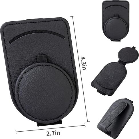 Sunglasses Holder for Car Sun Visor, Leather Ticket Card Clip，Magnetic Eyeglasses Hanger Mount (1pc Beige) in Saudi Arabia