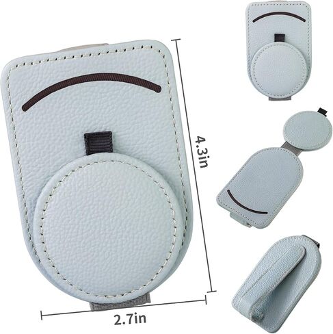 Sunglasses Holder for Car Sun Visor, Leather Ticket Card Clip，Magnetic Eyeglasses Hanger Mount (1pc Beige) in Saudi Arabia
