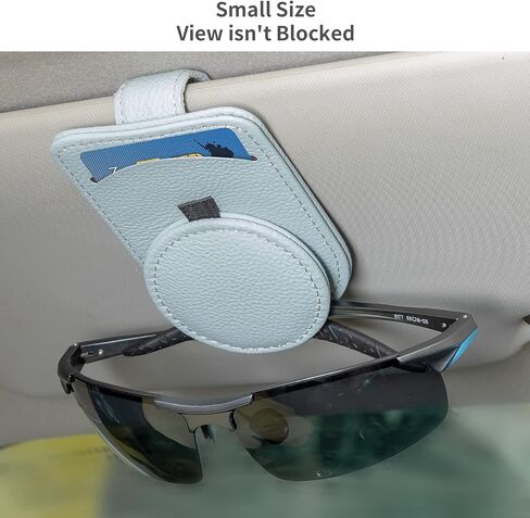 Sunglasses Holder for Car Sun Visor, Leather Ticket Card Clip，Magnetic Eyeglasses Hanger Mount (1pc Beige) in Saudi Arabia