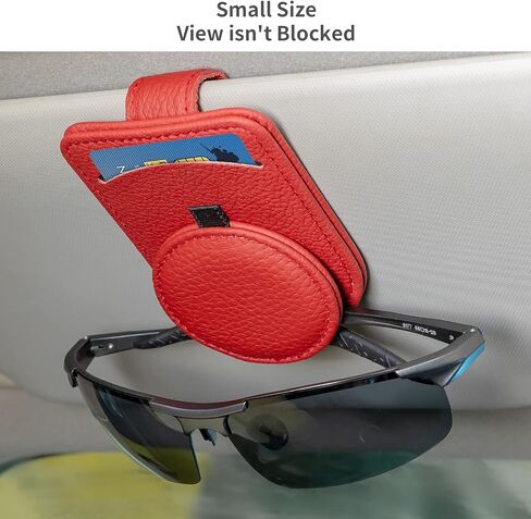 Sunglasses Holder for Car Sun Visor, Leather Ticket Card Clip，Magnetic Eyeglasses Hanger Mount (1pc Beige) in Saudi Arabia