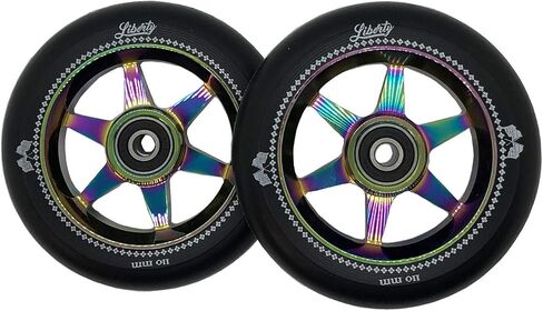 Liberty Pro Scooters - 110mm Sixstar Pro Freestyle Scooter Wheels (Pair) (Neo Chrome - Oil Slick) in Saudi Arabia