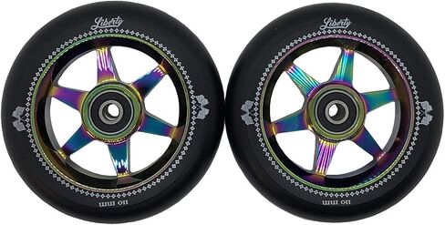 Liberty Pro Scooters - 110mm Sixstar Pro Freestyle Scooter Wheels (Pair) (Neo Chrome - Oil Slick) in Saudi Arabia