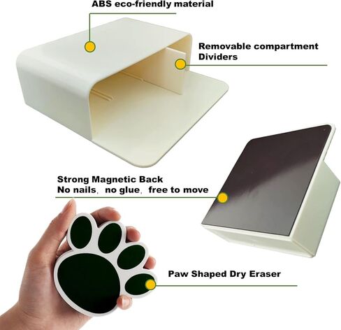 Magnetic Dry Erase Marker Holder, Black Magnetic Marker Holder for Whiteboard with Magnetic Paw Shaped Eraser, Magnetic Marker Holder for Fridge 2 Pack in Saudi Arabia