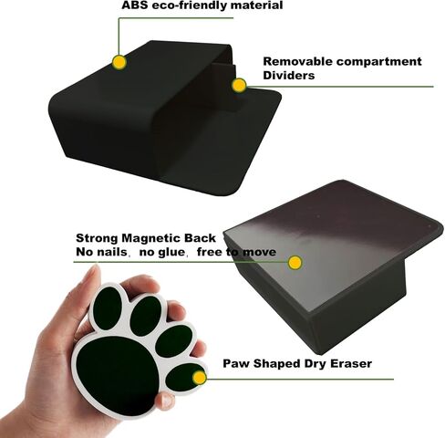 Magnetic Dry Erase Marker Holder, Black Magnetic Marker Holder for Whiteboard with Magnetic Paw Shaped Eraser, Magnetic Marker Holder for Fridge 2 Pack in Saudi Arabia