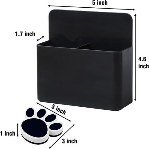 Magnetic Dry Erase Marker Holder, Black Magnetic Marker Holder for Whiteboard with Magnetic Paw Shaped Eraser, Magnetic Marker Holder for Fridge 2 Pack in Saudi Arabia