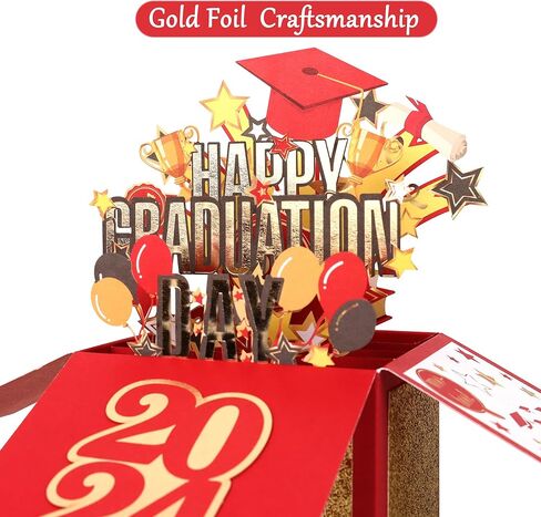 بطاقة التخرج المنبثقة من POPGIFTU، 2024 تخرج سعيد، بطاقة تهنئة تهنئة زرقاء ثلاثية الأبعاد مع مظروف للمدرسة الثانوية والكلية تهنئة بطاقة هدية شخصية له صديقها ابنها (أزرق) in Kuwait