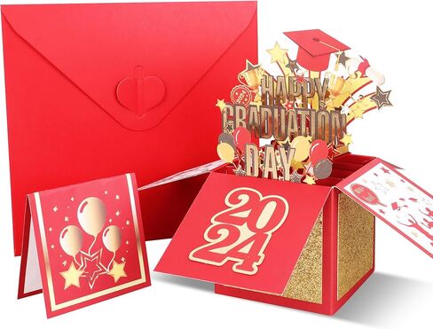 بطاقة التخرج المنبثقة من POPGIFTU، 2024 تخرج سعيد، بطاقة تهنئة تهنئة زرقاء ثلاثية الأبعاد مع مظروف للمدرسة الثانوية والكلية تهنئة بطاقة هدية شخصية له صديقها ابنها (أزرق) in Kuwait