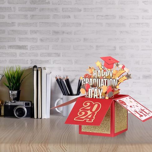 بطاقة التخرج المنبثقة من POPGIFTU، 2024 تخرج سعيد، بطاقة تهنئة تهنئة زرقاء ثلاثية الأبعاد مع مظروف للمدرسة الثانوية والكلية تهنئة بطاقة هدية شخصية له صديقها ابنها (أزرق) in Kuwait