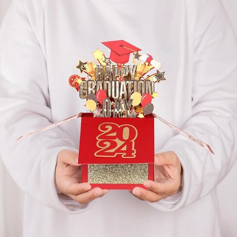 بطاقة التخرج المنبثقة من POPGIFTU، 2024 تخرج سعيد، بطاقة تهنئة تهنئة زرقاء ثلاثية الأبعاد مع مظروف للمدرسة الثانوية والكلية تهنئة بطاقة هدية شخصية له صديقها ابنها (أزرق) in Kuwait