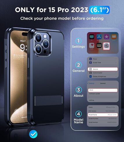 حافظة VICSEED لهاتف iPhone 15 Pro مع Magsafe وحامل، تصميم واقٍ لحافظة هاتف iPhone 15 pro in Kuwait