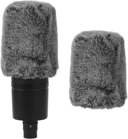 Geekria for Creators Furry Windscreen Compatible with Audio-Technica AT2020, AT2020USB, AT2035, AT4040 Mic DeadCat Wind Cover Muff, Windbuster, Windjammer, Fluff Cover Windshield (Grey / 2 Pack) in Saudi Arabia