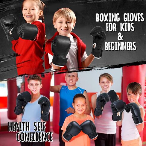 2 Pair Boxing Gloves for Kids Kickboxing Gloves Boxing Training Gloves Heavy Punching Bag Sparring Gloves for Muay Thai MMA Boxing Teaching, Gift for Age 3-18 Years in Kuwait