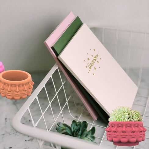 قالب سيليكون لوعاء الزهور متعدد الوجوه، قوالب راتنجات الإيبوكسي المتداخلة على شكل وجه، حامل قلم أسمنتي لوعاء النباتات العصارية، مزهرية رأس ووجه لتزيين المنزل in Kuwait