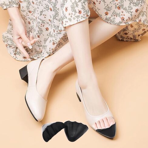 Shoe Filler Inserts 2 Pairs Shoes Cushion Fillers for Loose Shoes Foam Toe Filler to Make Big Shoes Fit Half-Size Insoles Adjust Shoe for High Heels Dress Shoes Boots with Tape (Large-Rounded,Black) in Saudi Arabia