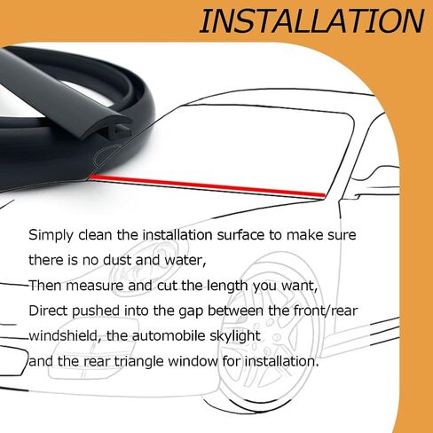 Car Front Windshield Rubber Seal Strip, Windshield Weather Stripping, Molding Trim Strips for Most Cars Trucks RV SUVs, 1.7M, Black in Saudi Arabia