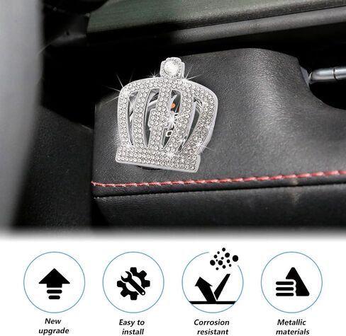 Car Engines Start Stop Button Cover, Diamond Rhinestone Push Start Button Protective Decal, Anti-Scratch Ignition Start and Stop Engine Decorative Sticker, Car Accessories (White Crown) in Saudi Arabia