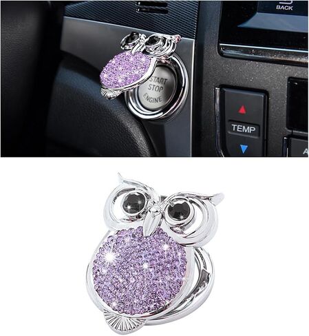 Car Engines Start Stop Button Cover, Diamond Rhinestone Push Start Button Protective Decal, Anti-Scratch Ignition Start and Stop Engine Decorative Sticker, Car Accessories (White Crown) in Saudi Arabia