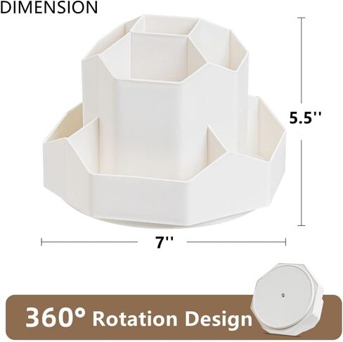 Pencil Holder Rotating Pen Organizer 9 Slots 360-Degree Rotation Pencil Pen Organizers for Office Desk, Desktop Storage Pen Organizers Stationery Supplies (White) in Saudi Arabia