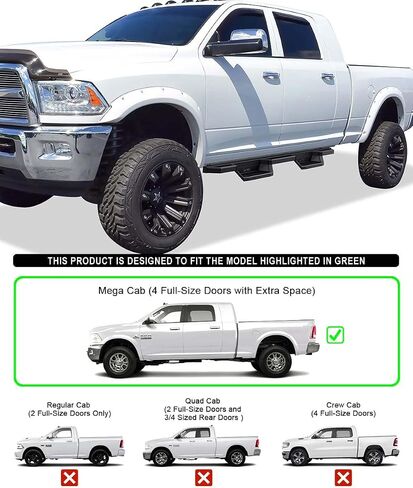 APS Stainless Steel Pocket Steps Running Boards Side Bars Compatible with Dodge Ram 2500 3500 2010-2024 Mega Cab in Kuwait