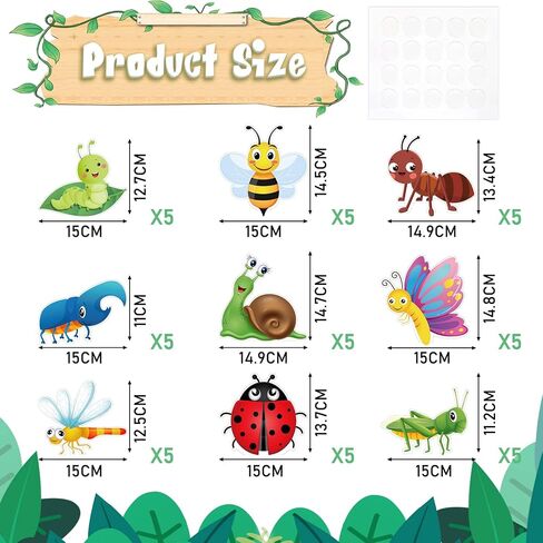 45 Pcs Bugs Bulletin Board Cutouts Insect Bug Mini Accents Card Theme Summer Classroom Decoration Butterfly Bee for Early Childhood Teacher Student School Party Supplies in Saudi Arabia
