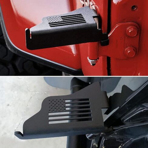 دواسات مسند قدم معدنية للباب الأمامي لمفصلات الباب مناسبة لسيارة Jeep Wrangler JK JKU JL JLU 2007-2022 & Jeep Gladiator JT 2020 2021 2022 دواسة باب مثبتة بمفصلات خارجية بنمط العلم الأمريكي (قطعتان) in Kuwait