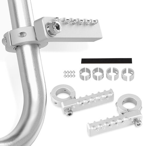 GUAIMI Motorcycle Highway Pegs Adjustable Foot Peg Universal Fit Motorcycle with 22mm 25mm 28mm Engine Guard/Crash Bar for 1990-Newer Harley Sportster Touring Softail Dyna CVO Electra Glide (Silver) in Saudi Arabia