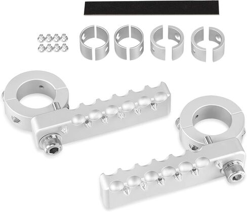 GUAIMI Motorcycle Highway Pegs Adjustable Foot Peg Universal Fit Motorcycle with 22mm 25mm 28mm Engine Guard/Crash Bar for 1990-Newer Harley Sportster Touring Softail Dyna CVO Electra Glide (Silver) in Saudi Arabia