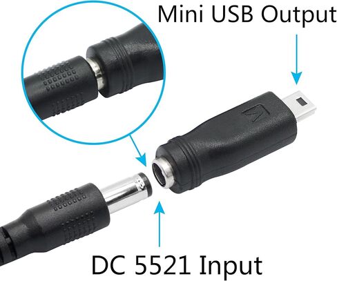 DC 5.5mm x 2.1mm to Mini USB Adapter, 5V DC 5521 Female to Mini USB Male Plug Convert Connector Power (4Pcs) in Saudi Arabia